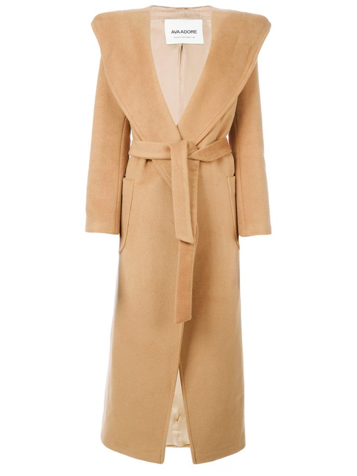 Ava Adore Long Belted Coat - Nude & Neutrals