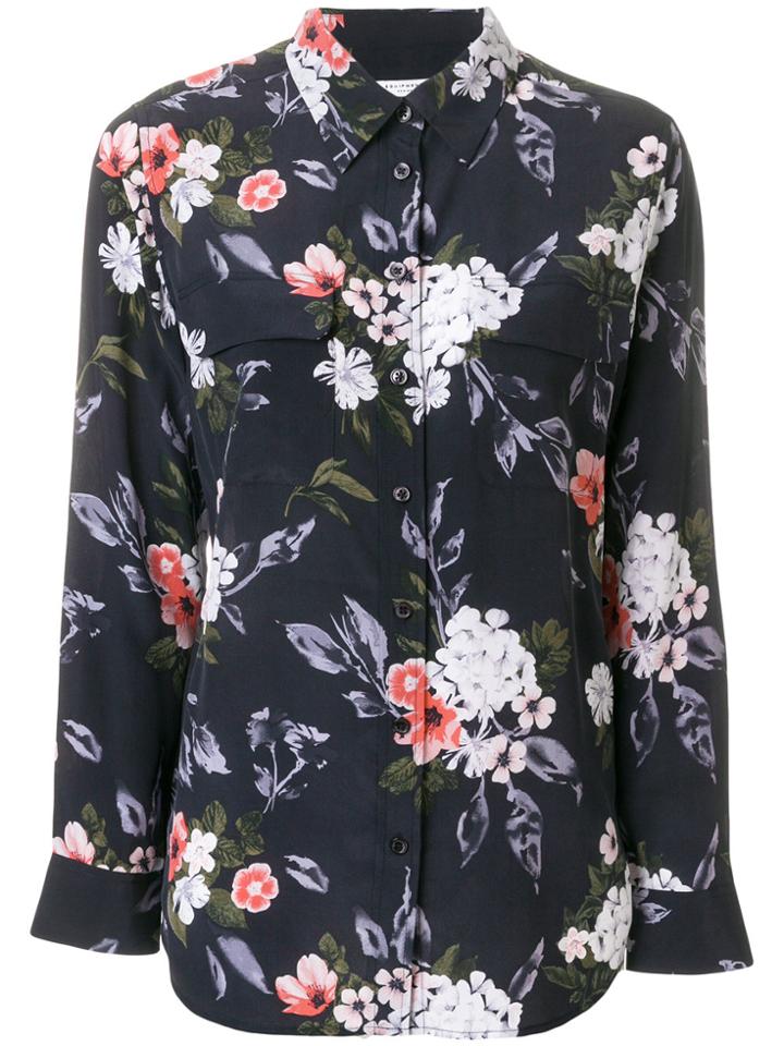 Equipment Floral Print Button Shirt - Blue