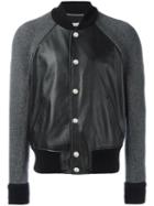 Givenchy Knitted Sleeve Bomber Jacket, Men's, Size: 52, Black, Lamb Skin/wool/polyamide/cupro