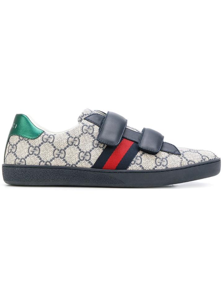 Gucci Kids Logo Straped Sneakers - Multicolour