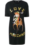 Love Moschino - Cartoon Print T-shirt Dress - Women - Cotton/spandex/elastane - 38, Black, Cotton/spandex/elastane
