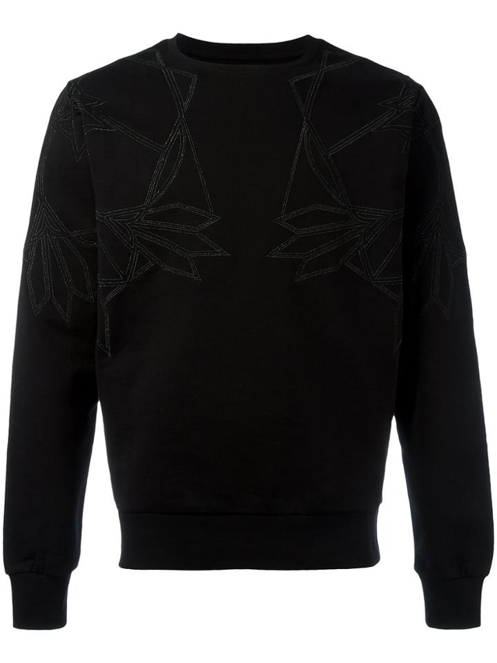 Les Hommes Geometric Chest Print Sweatshirt - Black