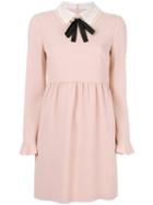 Red Valentino - Pussy Bow Collar Dress - Women - Silk/polyester/spandex/elastane/viscose - 40, Pink/purple, Silk/polyester/spandex/elastane/viscose