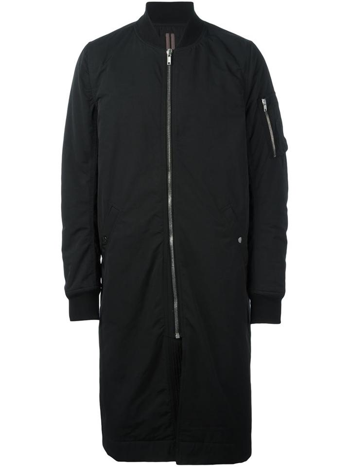 Rick Owens Drkshdw Long Bomber Jacket, Men's, Size: Small, Black, Cotton/polyamide