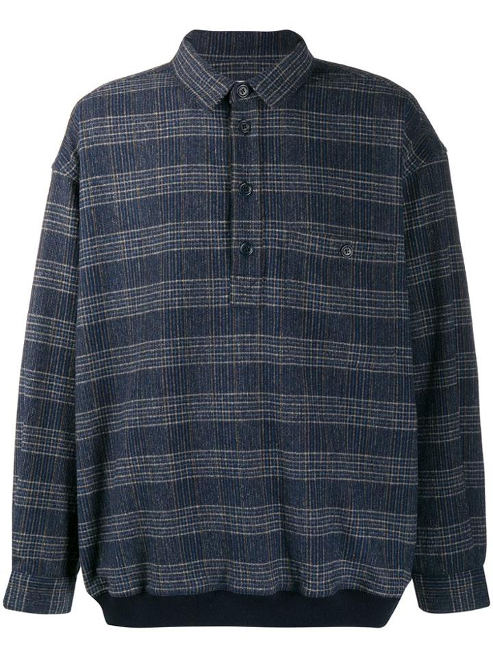 Ymc Long Sleeved Check Pattern Shirt - Blue