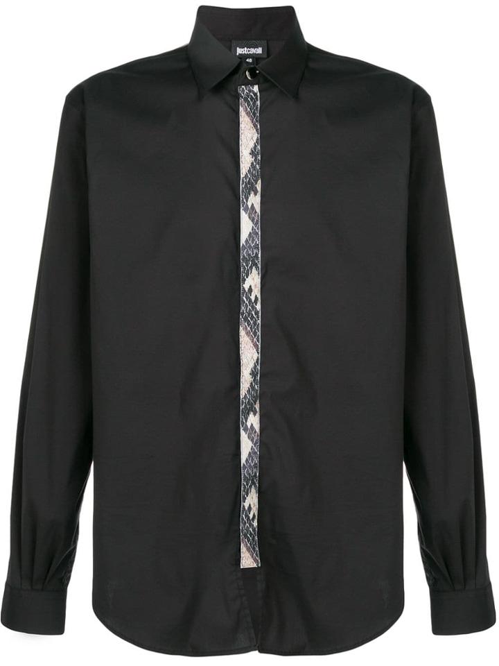 Just Cavalli Contrast-placket Fitted Shirt - Black