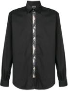 Just Cavalli Contrast-placket Fitted Shirt - Black