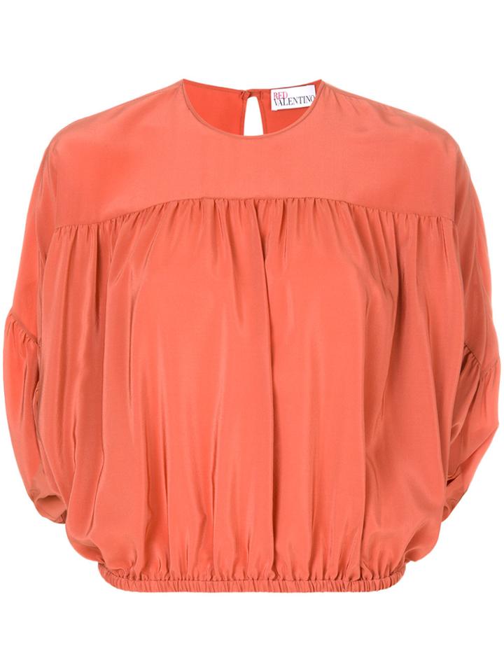 Red Valentino Cropped Gathered Blouse - Yellow & Orange