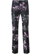 Giamba Flower Print Trousers, Women's, Size: 40, Black, Polyester