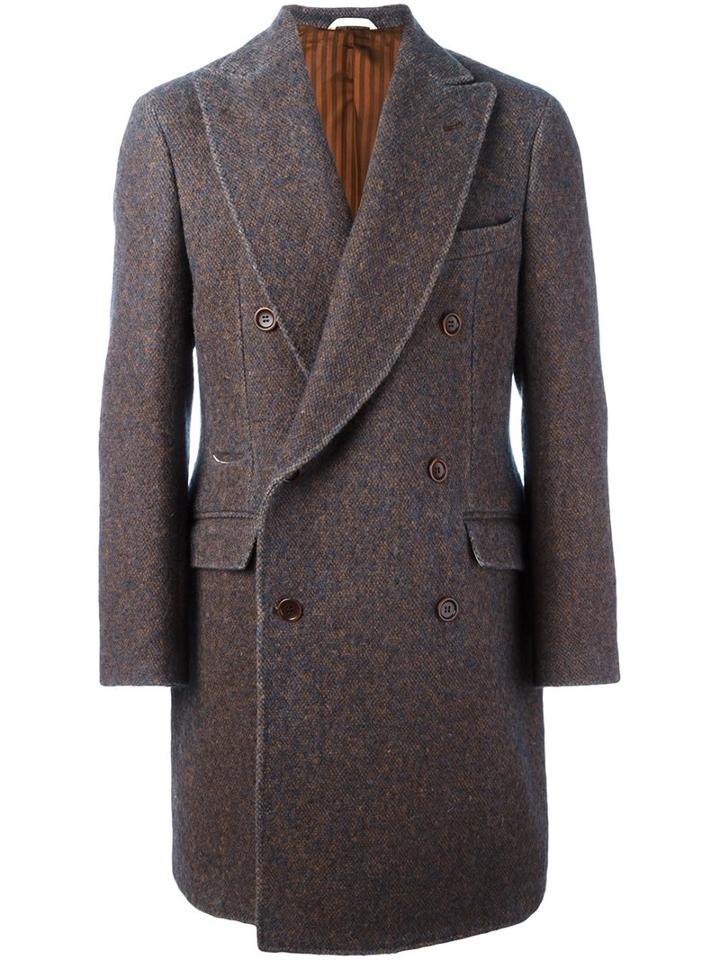 Al Duca D'aosta 1902 Buttoned Double Breasted Coat, Men's, Size: 54, Blue, Polyamide/acetate/viscose/virgin Wool