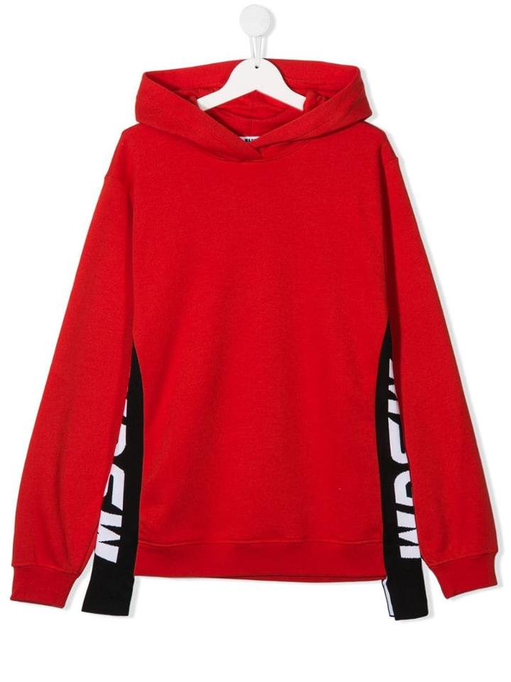 Msgm Kids Side Logo Hoodie - Red