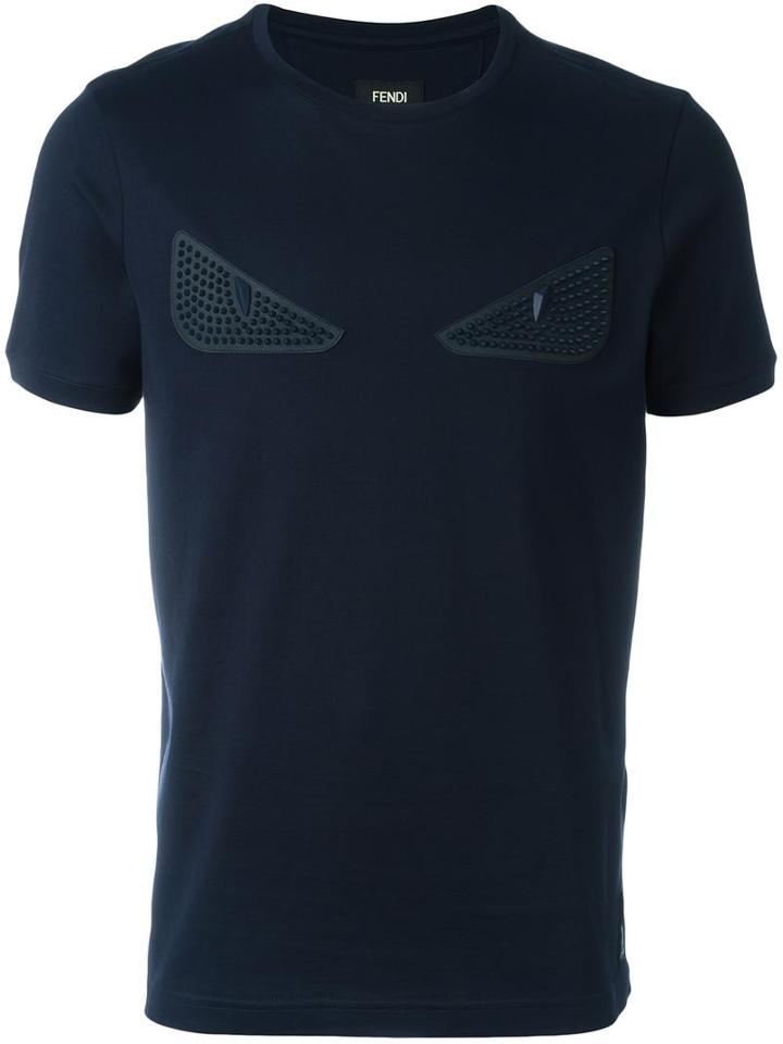 Fendi Bag Bugs T-shirt, Men's, Size: 52, Blue, Cotton/leather/plastic