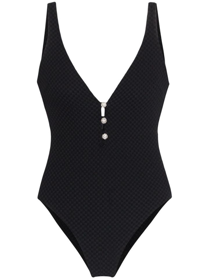 Leslie Amon Rita Crystal-embellished Swimsuit - Black
