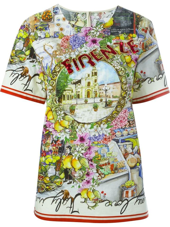 Dolce & Gabbana Firenze Postcard Print T-shirt
