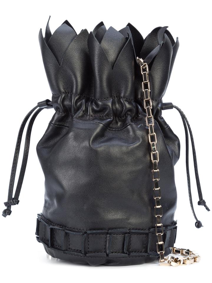 Tomasini Drawstring Chain Shoulder Bag - Black