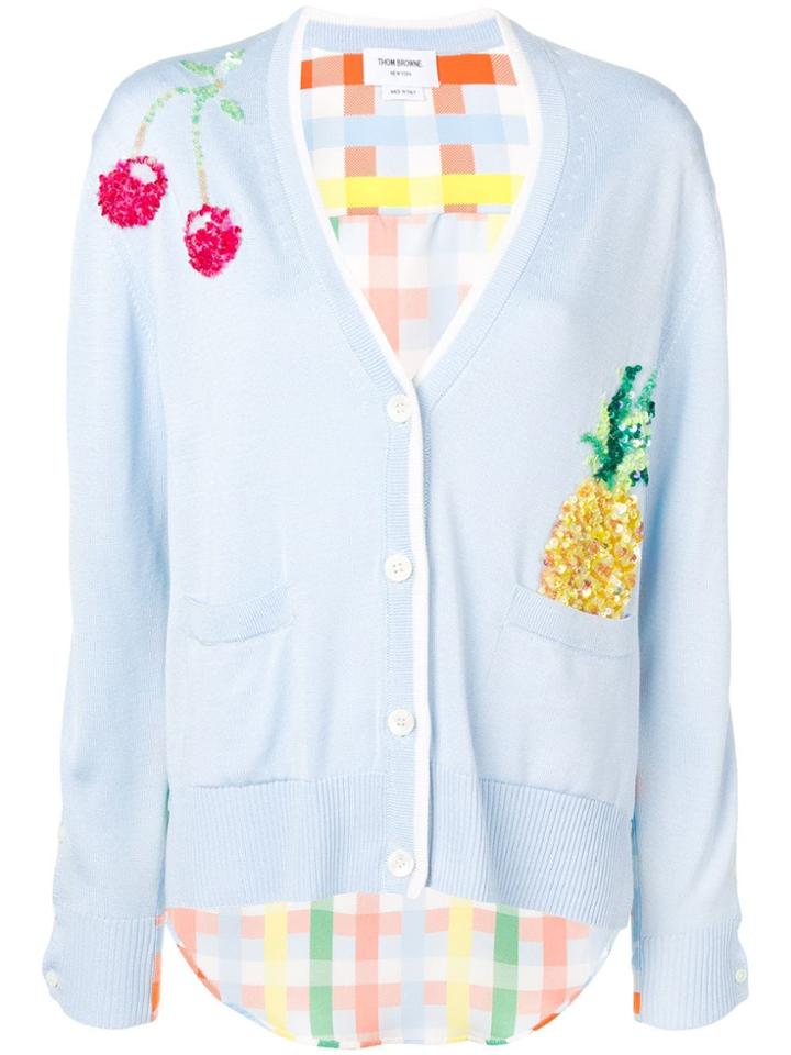Thom Browne Pineapple Patch Half-&-half Cardigan - Blue