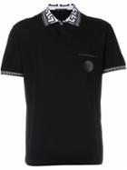 Versace 'greca' Collar Polo Shirt, Men's, Size: Large, Black, Cotton/lamb Skin