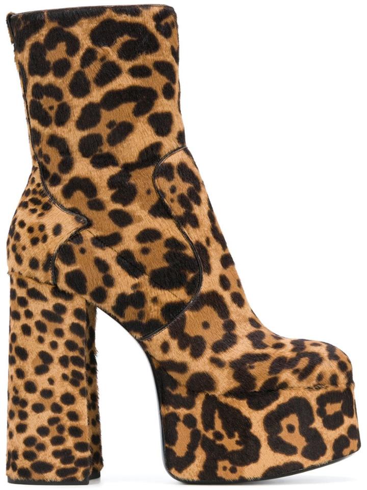 Saint Laurent Billy Platform Ankle Boots - Brown
