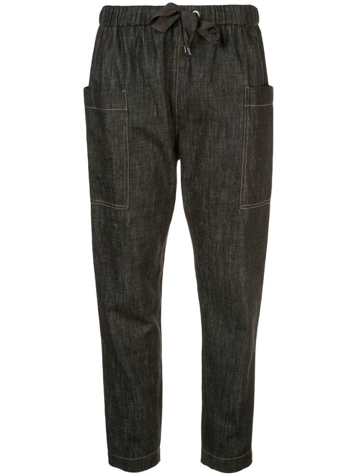 Brunello Cucinelli Tapered Denim Style Trousers - Black