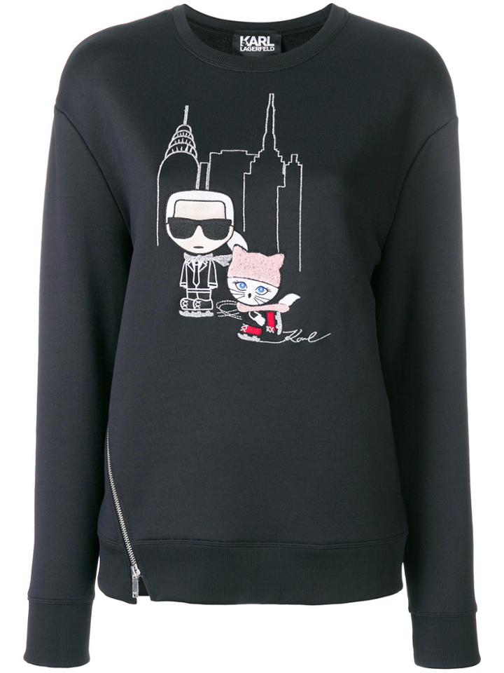 Karl Lagerfeld Nyc Ice Skating Zip Sweatshirt - Black