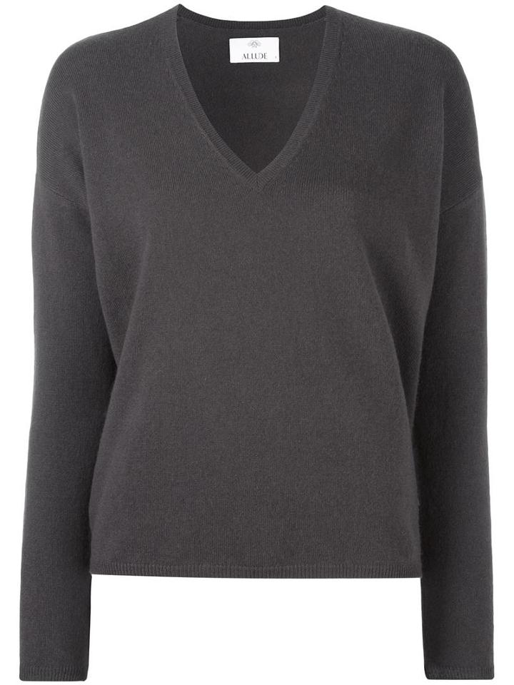 Allude V-neck Jumper, Women's, Size: Small, Grey, Cashmere