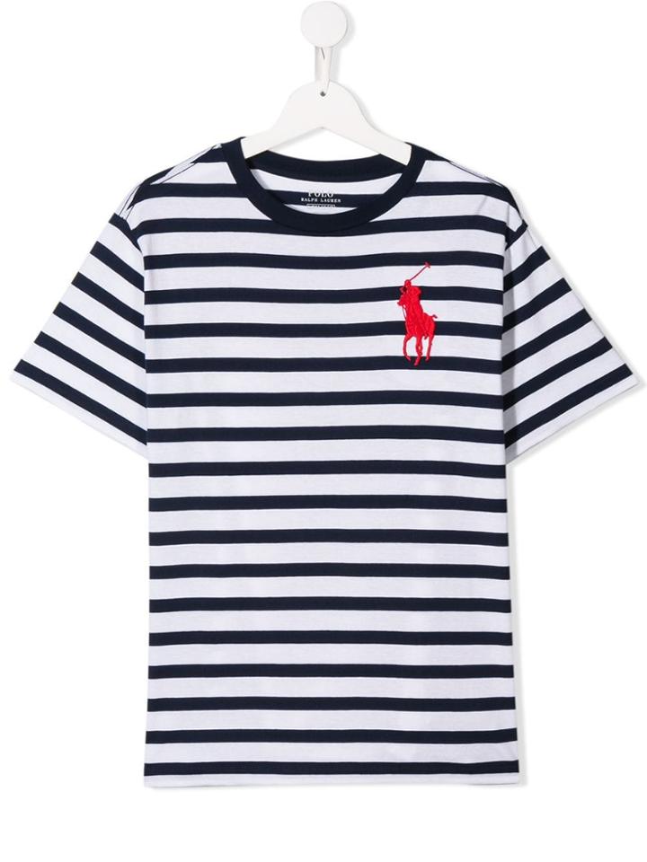 Ralph Lauren Kids Striped Logo T-shirt - Blue