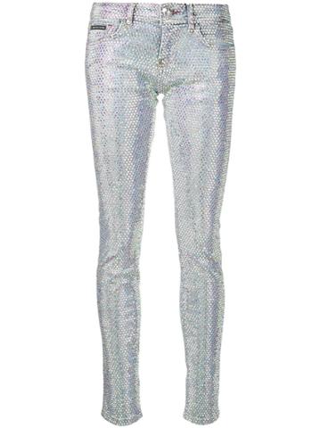Philipp Plein Crystal Slim Fit Jeans - Blue