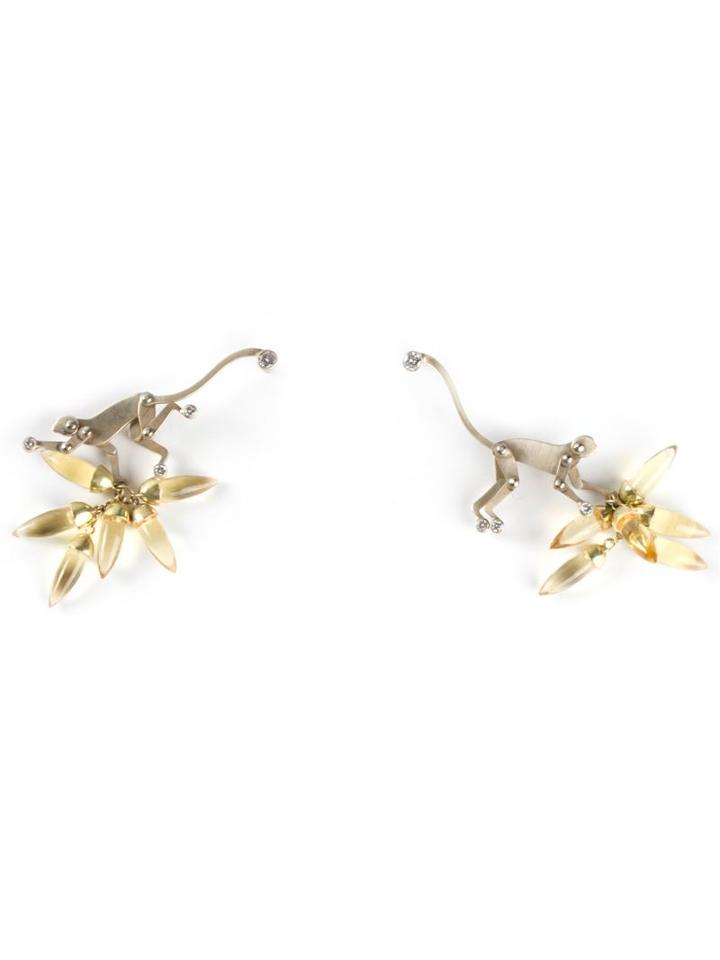 Marc Alary 18kt White Gold Monkey Earrings