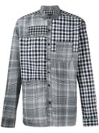 Lanvin Check Panel Shirt, Men's, Size: 39, Black, Cotton