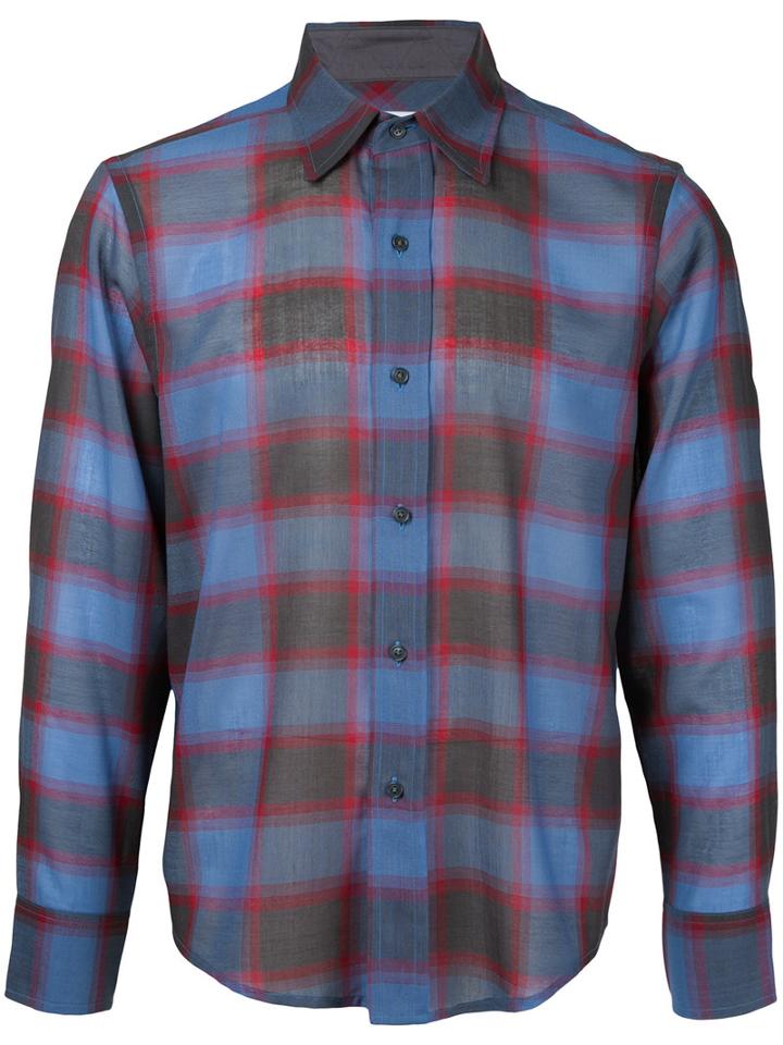 Facetasm - Plaid Longsleeve Shirt - Men - Nylon/wool - 5, Blue, Nylon/wool