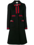 Gucci - Web-trimmed Coat - Women - Silk/cotton/acetate/wool - 40, Black, Silk/cotton/acetate/wool