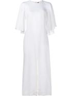Adam Lippes Flounce Sleeve Midi Dress, Women's, Size: 10, White, Viscose/silk