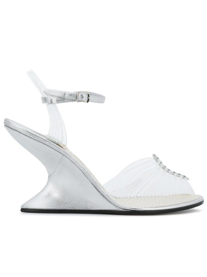 Salvatore Ferragamo Clear Strap Curved-wedge Sandals - Nude & Neutrals