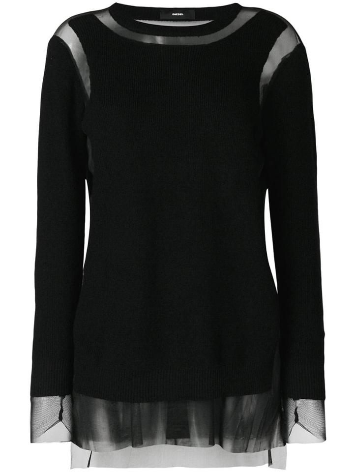 Diesel Sheer Panel Sweater - Black