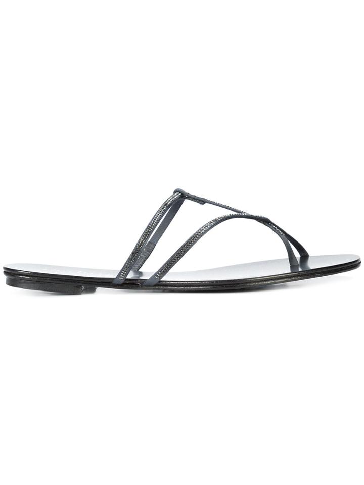 Pedro Garcia Embellished Satin Sandals - Black