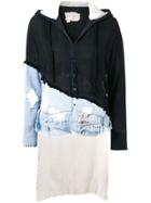 Greg Lauren Distressed High Low Hem Jacket - Blue