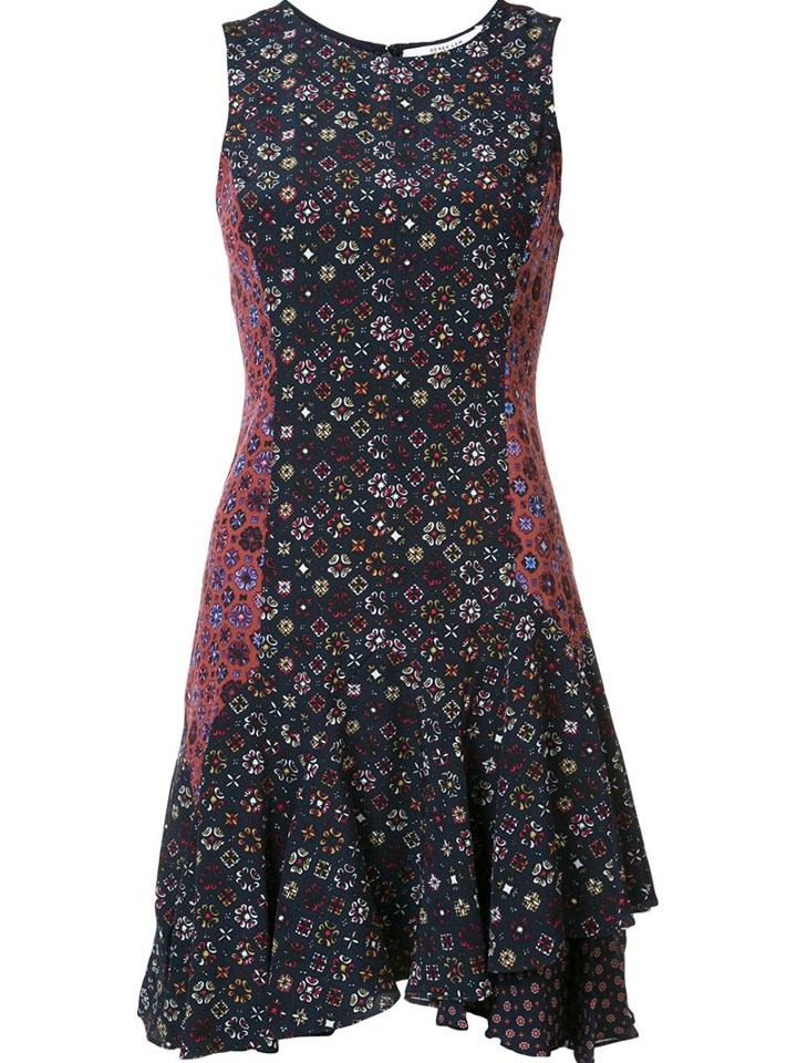 Derek Lam 10 Crosby Printed Dress, Women's, Blue, Silk