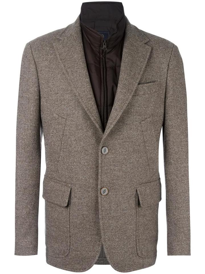 Fay Multiple Pockets Blazer, Men's, Size: 50, Brown, Virgin Wool/cashmere/acetate/polyester