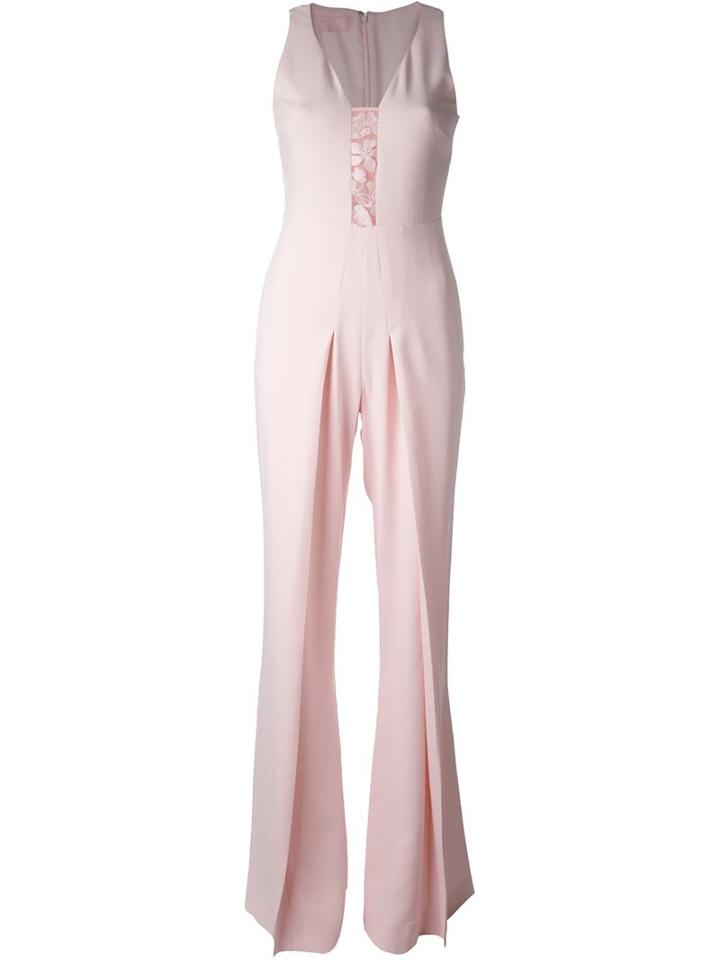 Giamba Embroidered Detail Wide Leg Jumpsuit, Women's, Size: 40, Pink/purple, Viscose/spandex/elastane/polyester