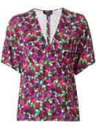 A.p.c. Printed V-neck Blouse - Pink & Purple