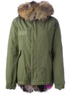 Mr & Mrs Italy Fox Fur Lined Parka, Women's, Size: Large, Green, Cotton/fox Fur/polyester/racoon Fur