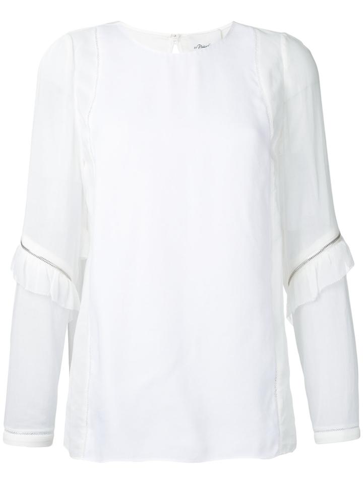 3.1 Phillip Lim Ruffle And Zip Sleeve Detail Top - White