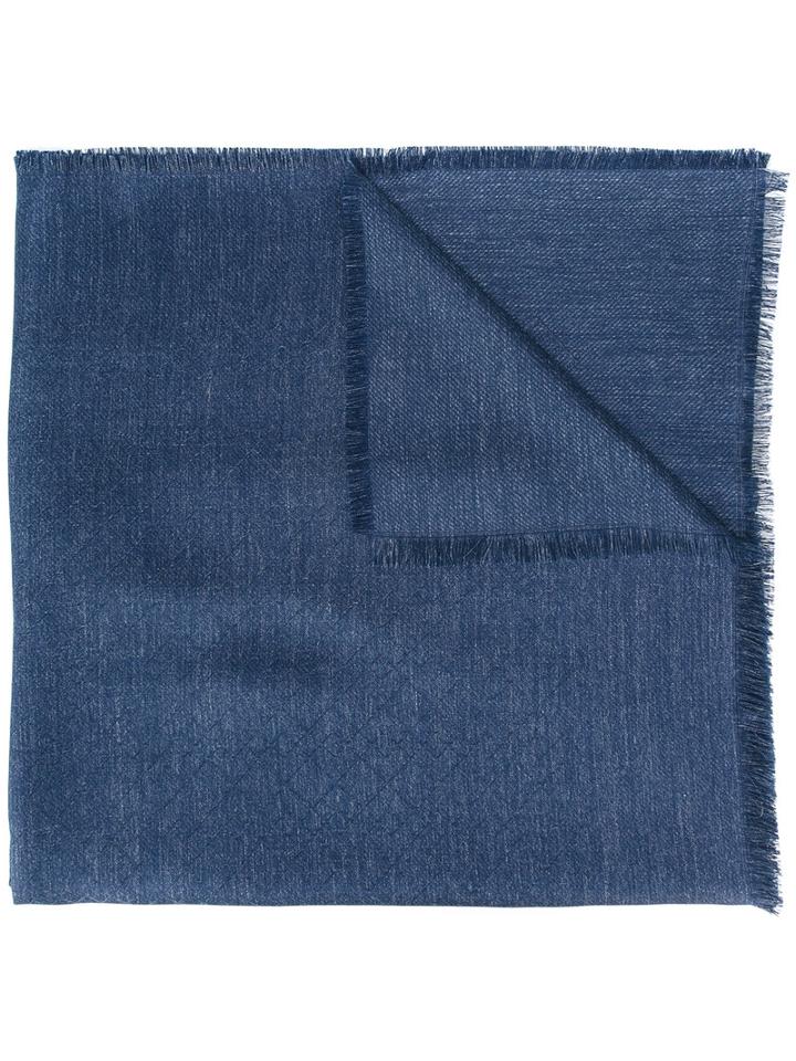 Canali Frayed Edge Scarf, Men's, Blue, Silk