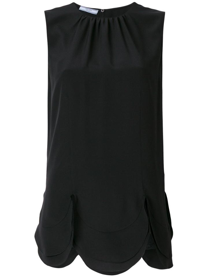 Prada Scalloped Hem Blouse - Black