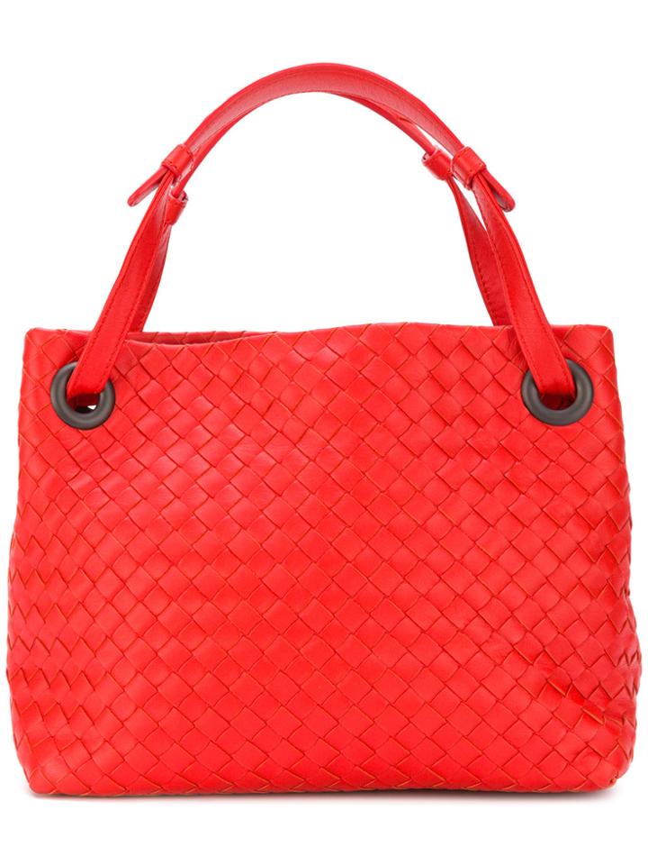 Bottega Veneta Garda Intrecciato Tote - Red