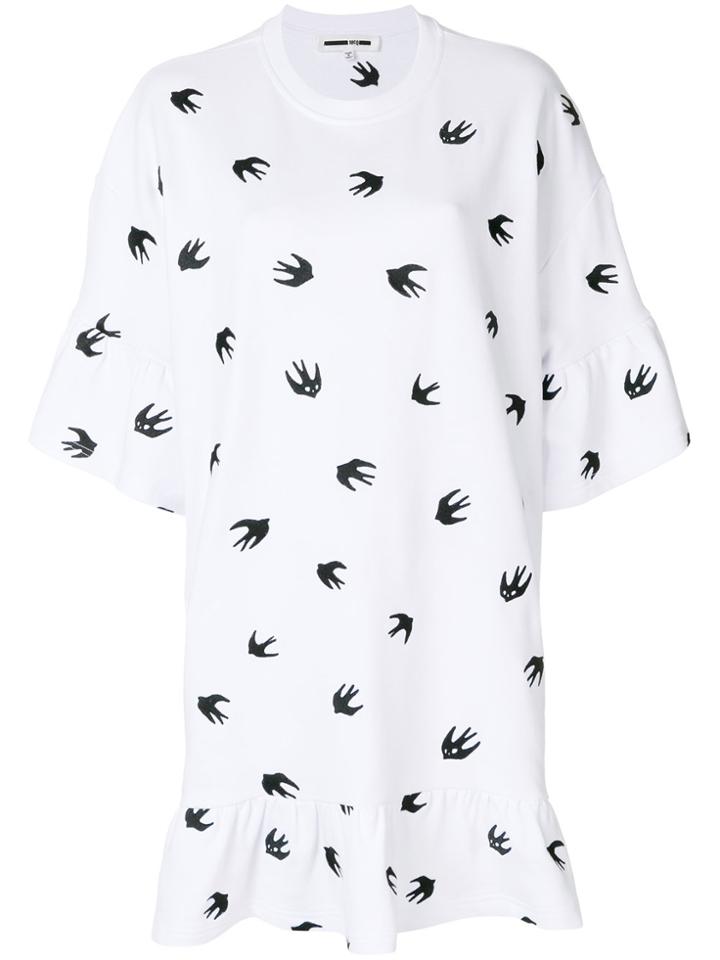 Mcq Alexander Mcqueen Oversized Swallow Dress - White