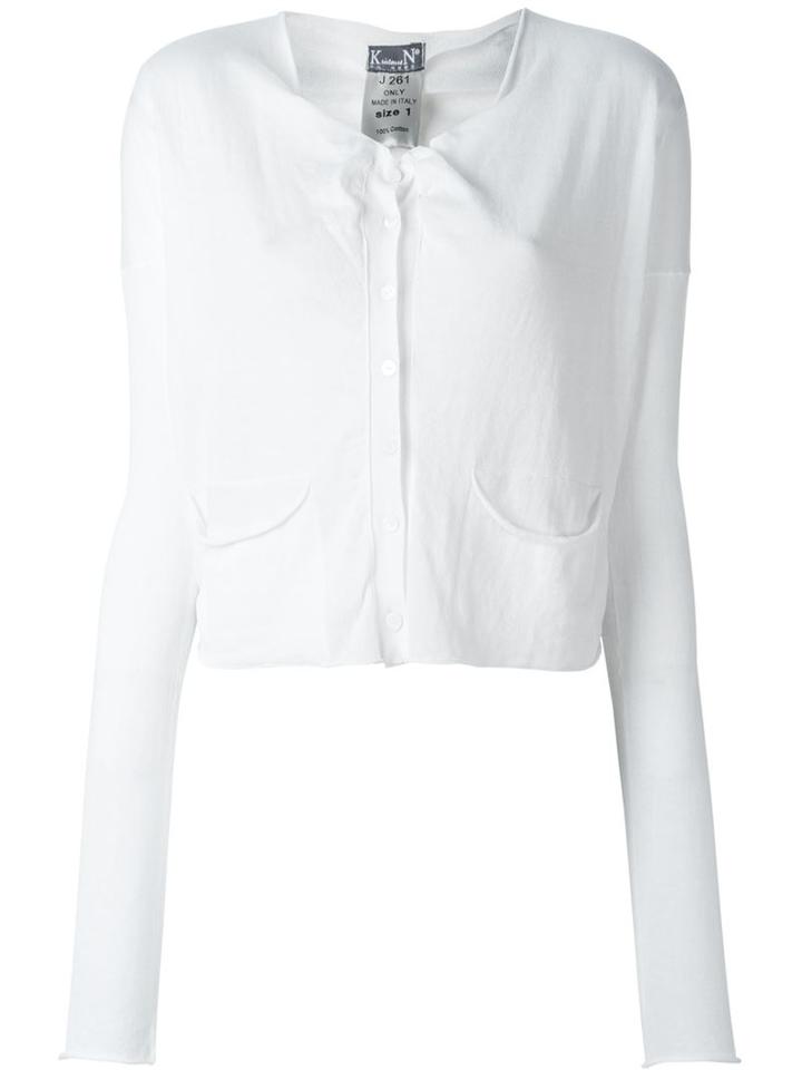 Kristensen Du Nord Round Pockets Cropped Cardigan, Women's, Size: 2, White, Cotton