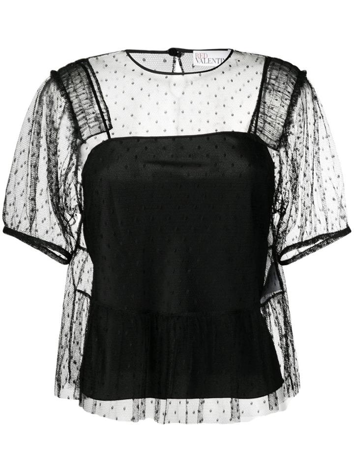 Red Valentino Polka-dot Mesh Blouse - Black