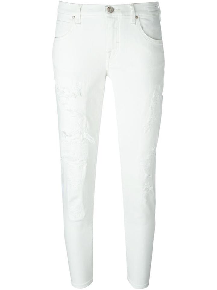 Jacob Cohen Karen Distressed Jeans, Women's, Size: 29, White, Cotton/polyester/spandex/elastane