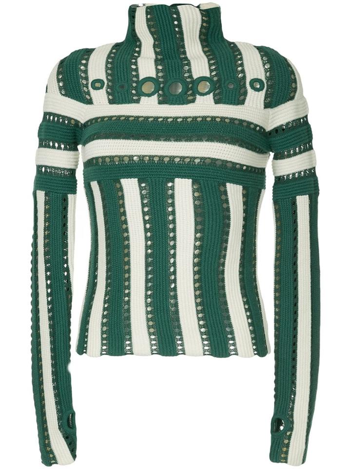 Self-portrait Cut Out Knitted Sweater - Green